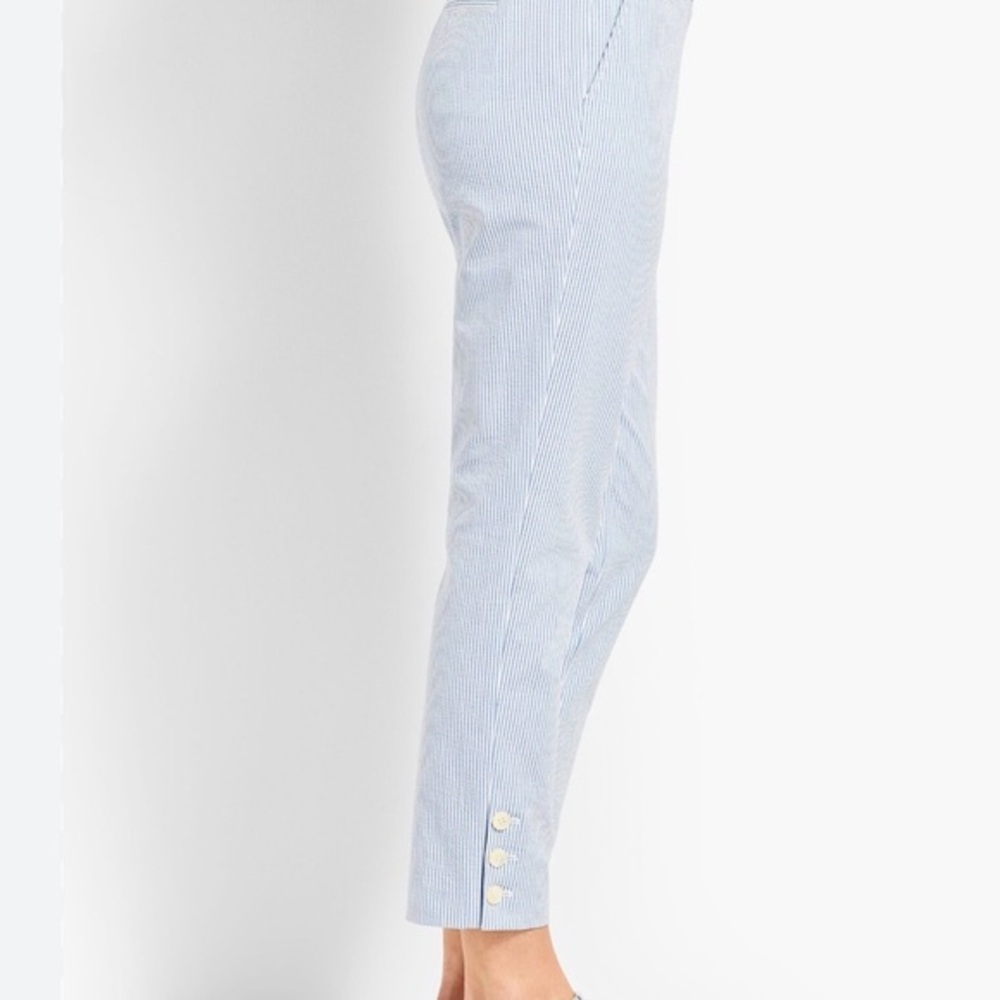 Light Green / White Seersucker Pinstripe Ankle Pants 8p